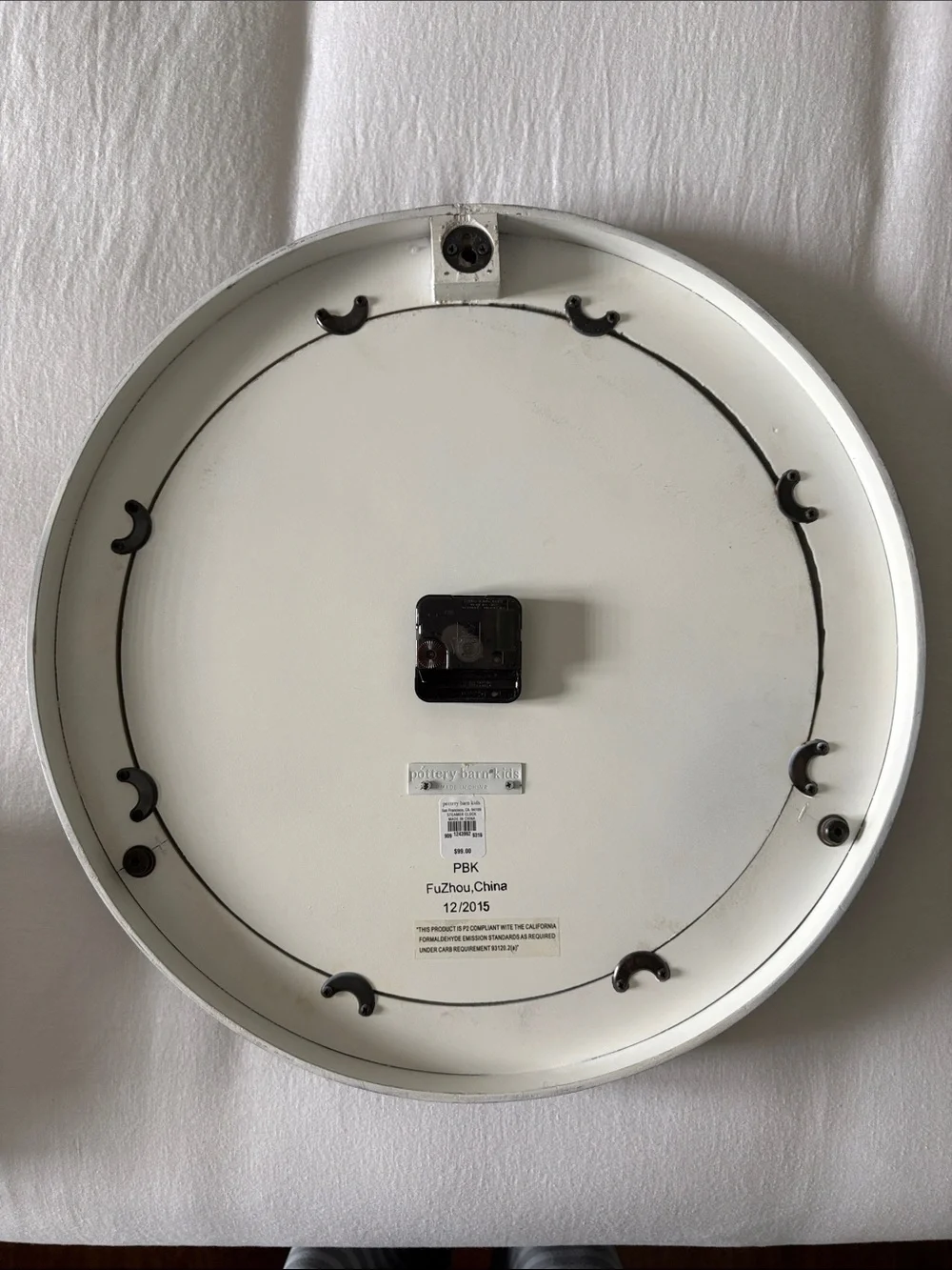 Pottery Barn Kids Brushed Silver Clock with Red Hands and Red and Navy Numerals